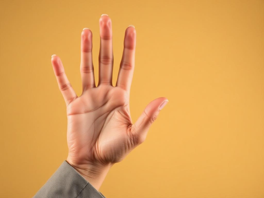 Instructor's hand demonstrating a sign language handshape